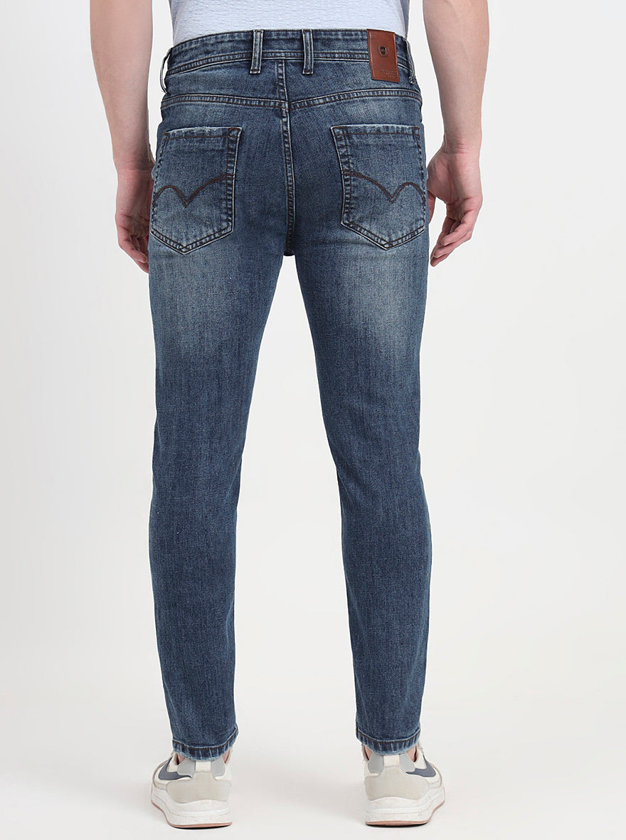 Mid Blue Washed Rider Fit Jeans | JadeBlue