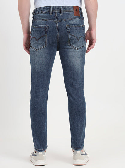 Mid Blue Washed Rider Fit Jeans | JadeBlue