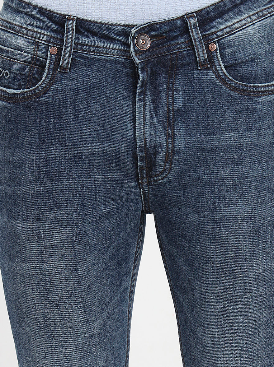 Mid Blue Washed Rider Fit Jeans | JadeBlue