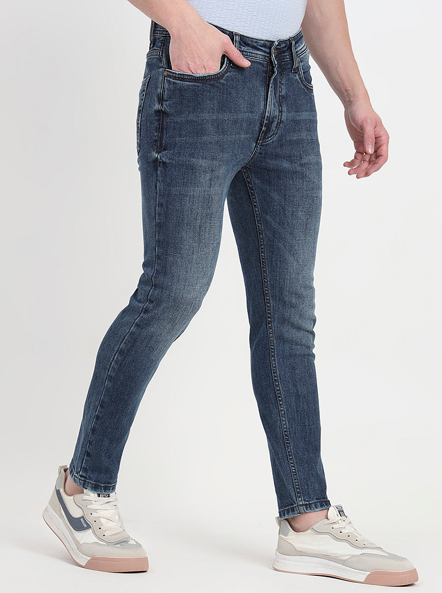 Mid Blue Washed Rider Fit Jeans | JadeBlue
