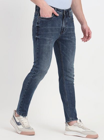 Mid Blue Washed Rider Fit Jeans | JadeBlue