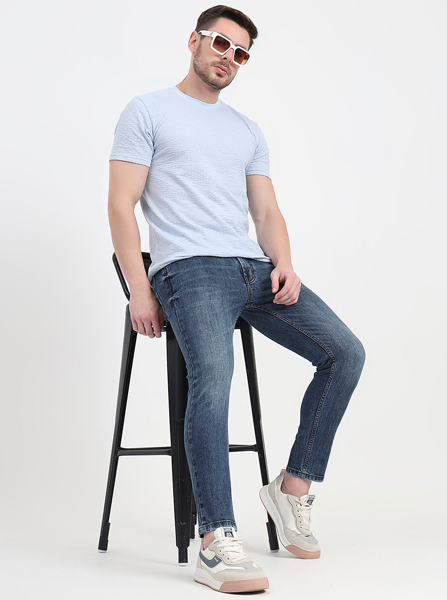 Mid Blue Washed Rider Fit Jeans | JadeBlue