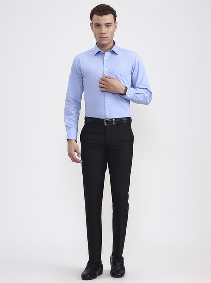 Blue Solid Regular Fit Formal Shirt | JadeBlue