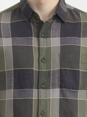 Green Checked Slim Fit Casual Shirt | JadeBlue