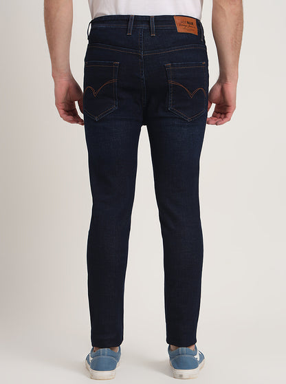Dark Blue Washed Rider Fit Jeans | JadeBlue