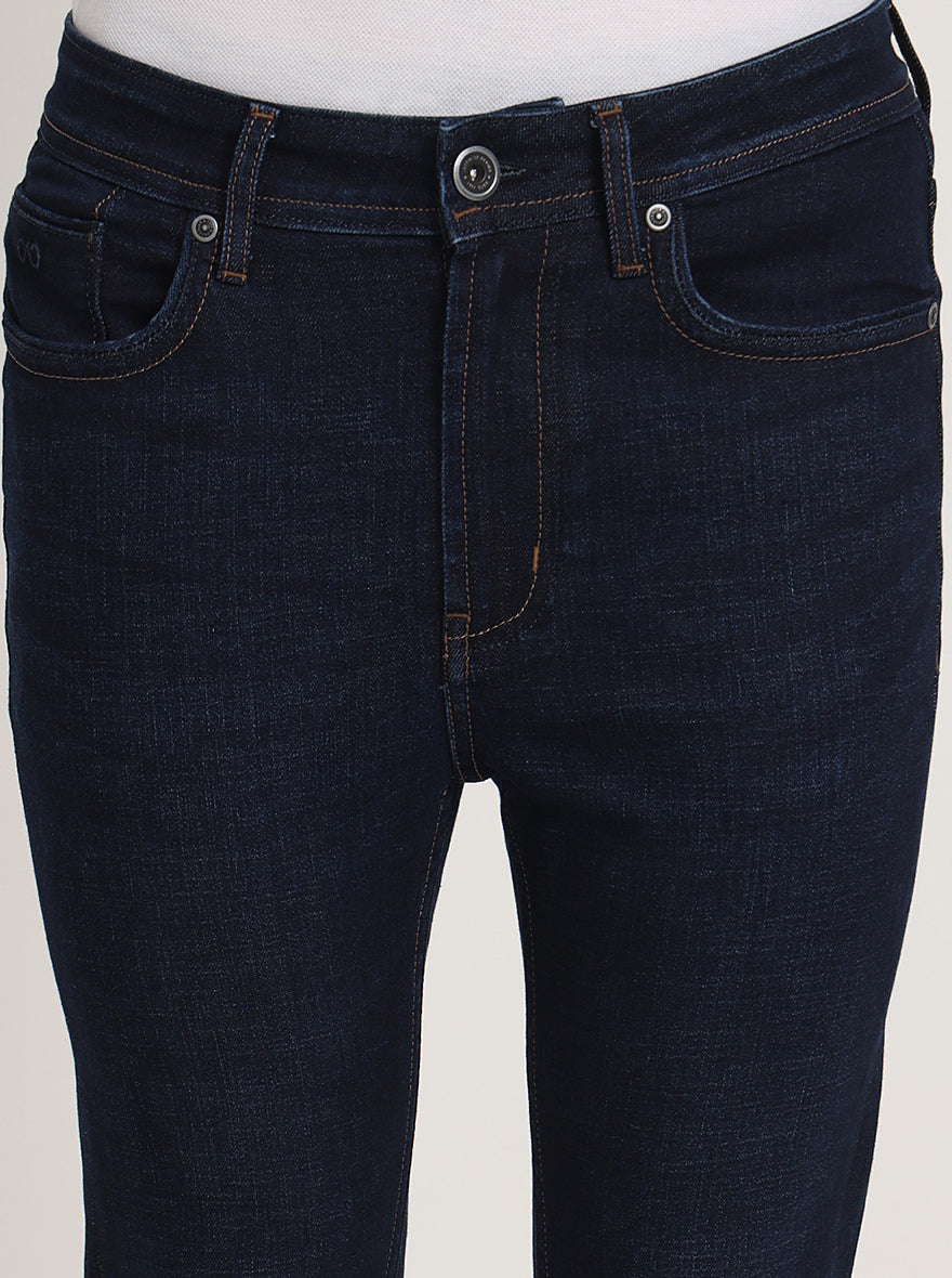Dark Blue Washed Rider Fit Jeans | JadeBlue