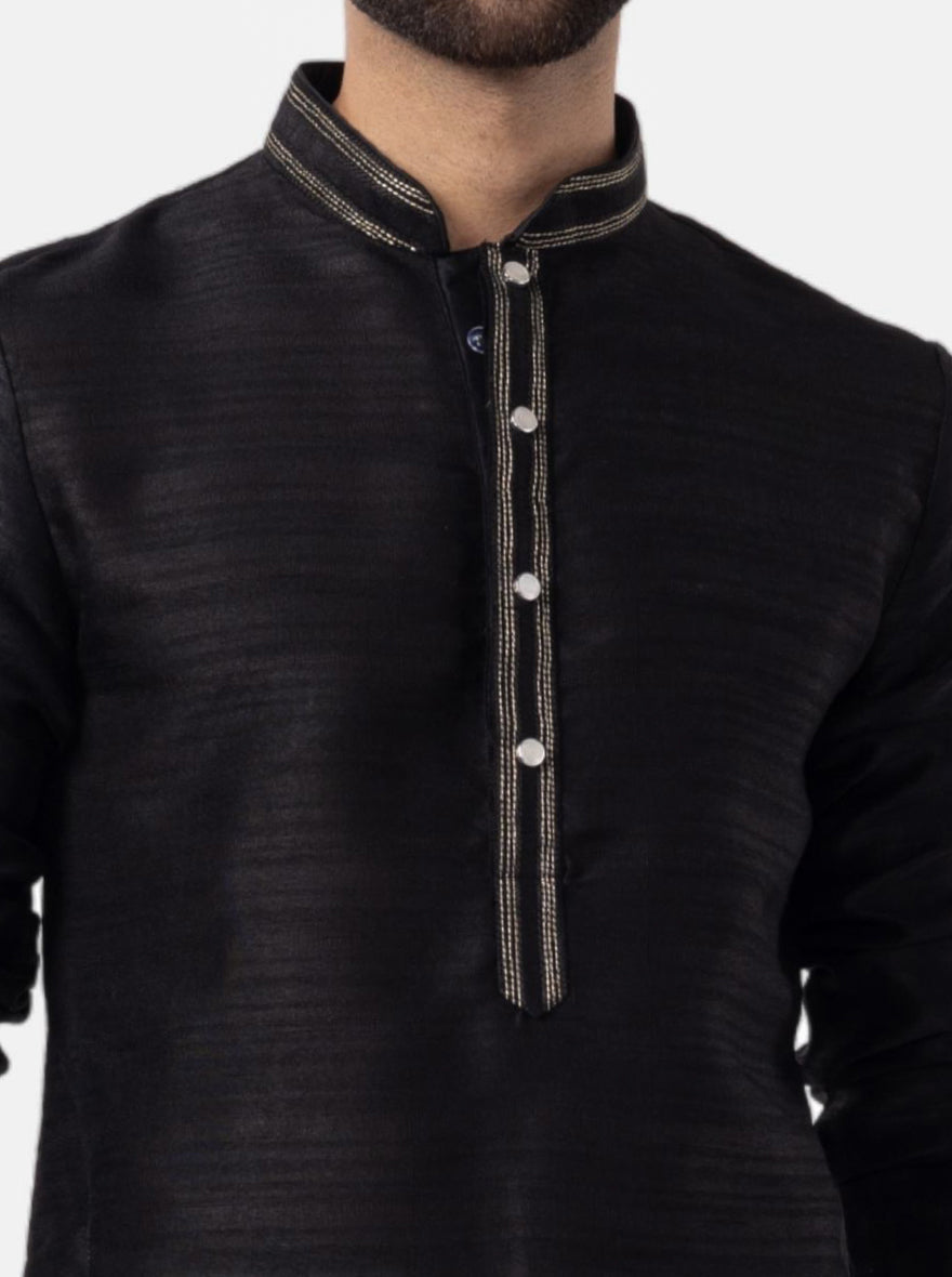 Charming Charcoal Black Solid Kurta | The Kurta Company