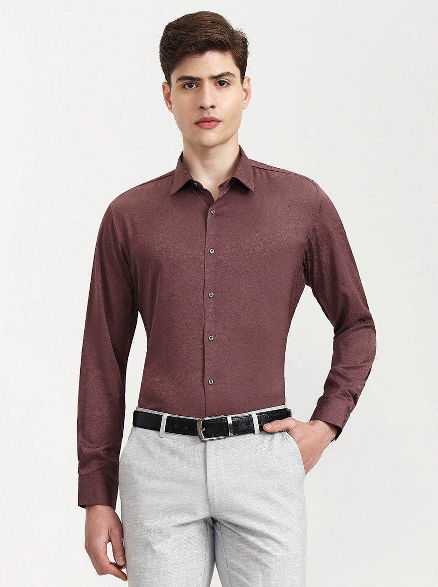 Dusty Pink Solid Slim Fit Party Wear Shirt | Wyre