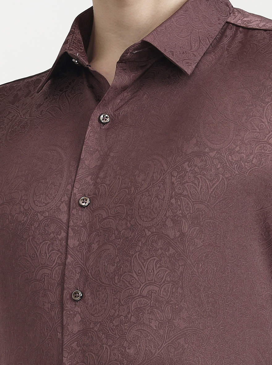 Dusty Pink Solid Slim Fit Party Wear Shirt | Wyre
