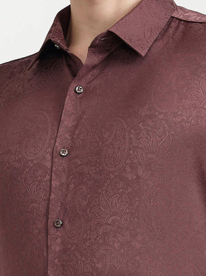 Dusty Pink Solid Slim Fit Party Wear Shirt | Wyre