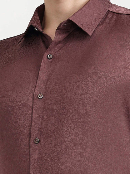Dusty Pink Solid Slim Fit Party Wear Shirt | Wyre