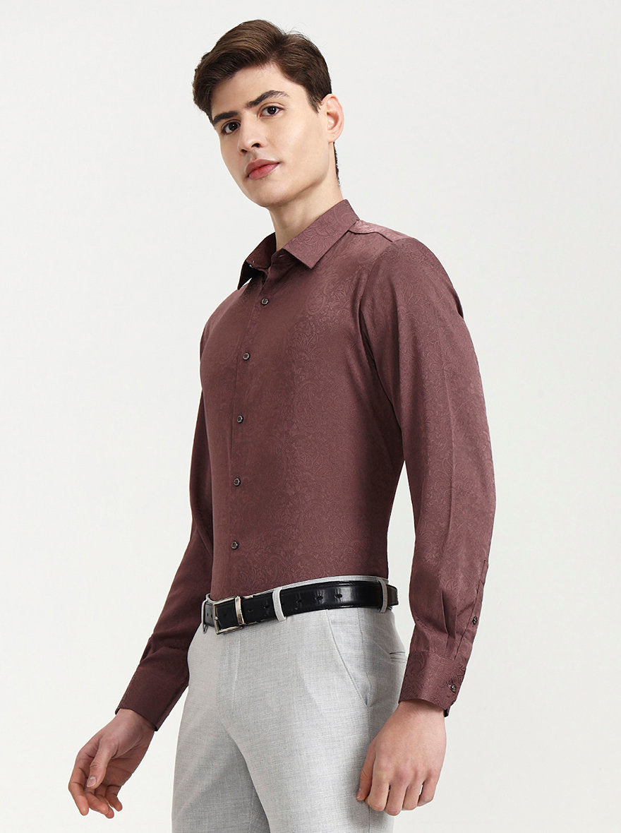 Dusty Pink Solid Slim Fit Party Wear Shirt | Wyre