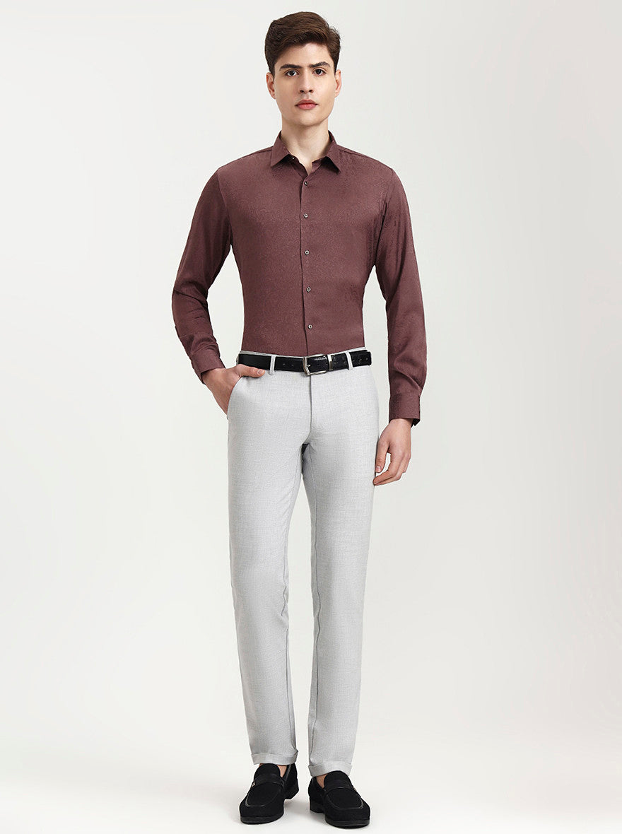 Dusty Pink Solid Slim Fit Party Wear Shirt | Wyre