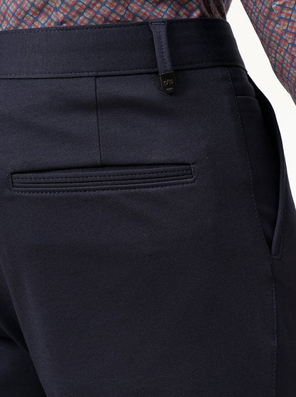 Navy Blue Solid Slim Fit Club Wear Trouser | JB Studio