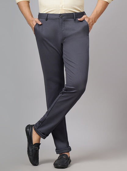 Dark Grey Solid Slim Fit Club Wear Trouser | JB Studio