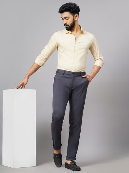 Dark Grey Solid Slim Fit Club Wear Trouser | JB Studio