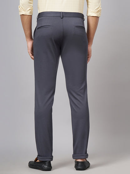 Dark Grey Solid Slim Fit Club Wear Trouser | JB Studio