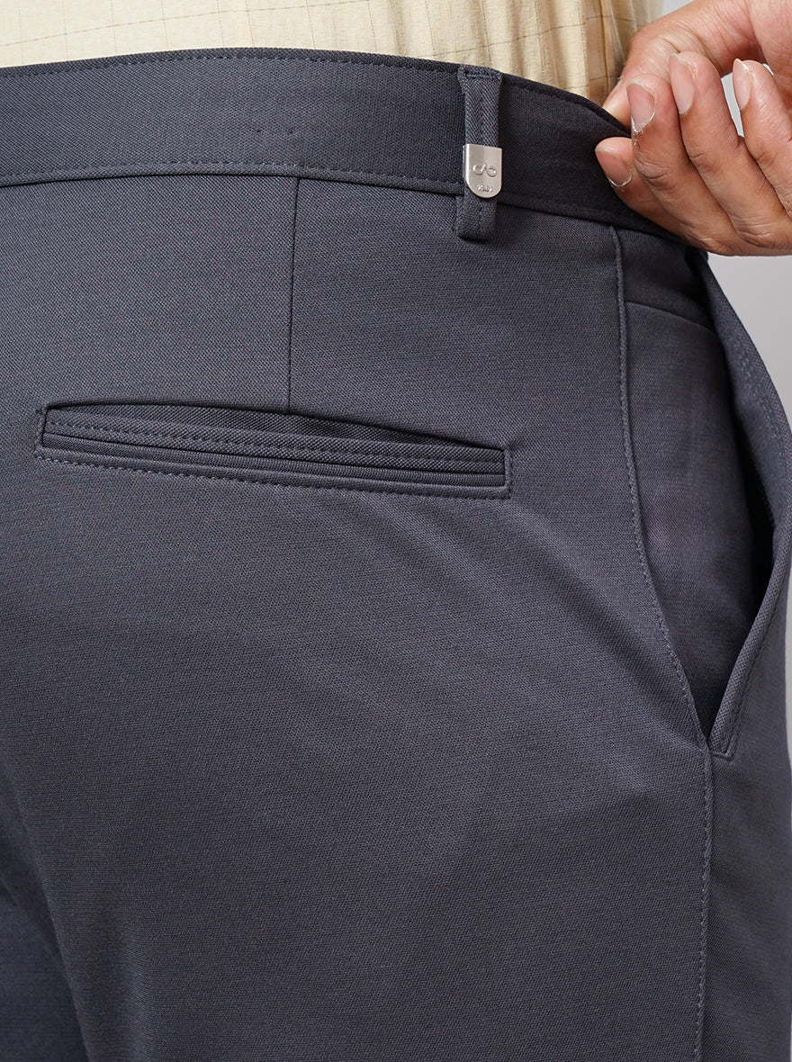 Dark Grey Solid Slim Fit Club Wear Trouser | JB Studio