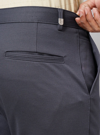 Dark Grey Solid Slim Fit Club Wear Trouser | JB Studio