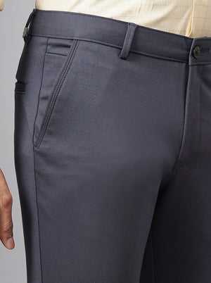 Dark Grey Solid Slim Fit Club Wear Trouser | JB Studio