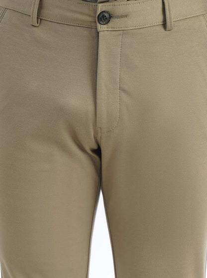 Beige Solid Slim Fit Club Wear Trouser | JB Studio