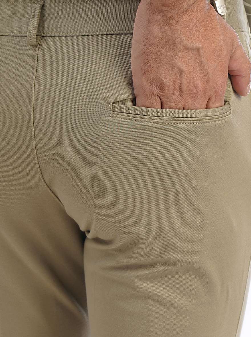 Beige Solid Slim Fit Club Wear Trouser | JB Studio