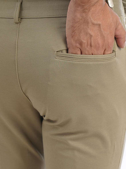 Beige Solid Slim Fit Club Wear Trouser | JB Studio