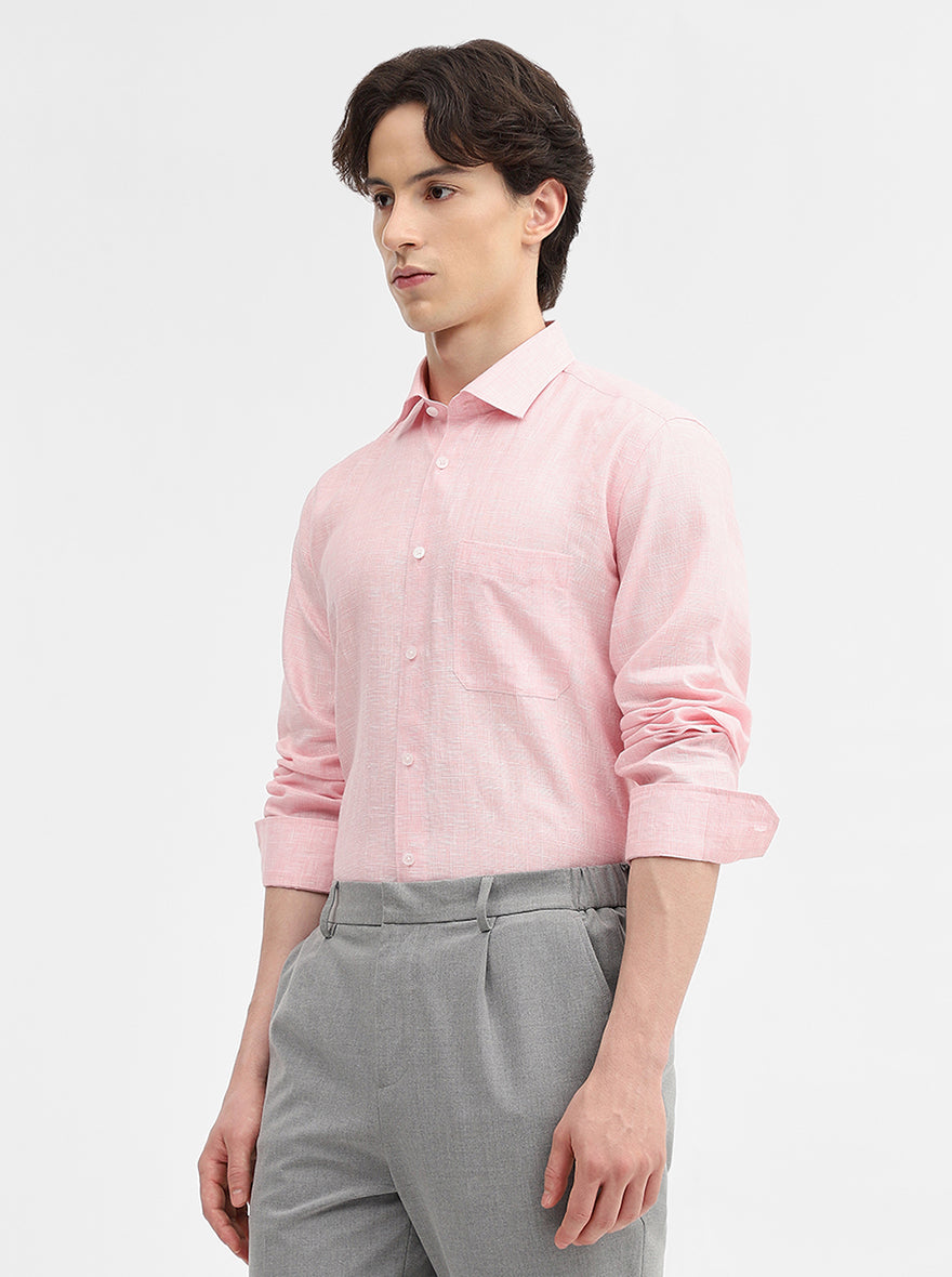 Pink Checked Slim Fit Formal Shirt | JadeBlue