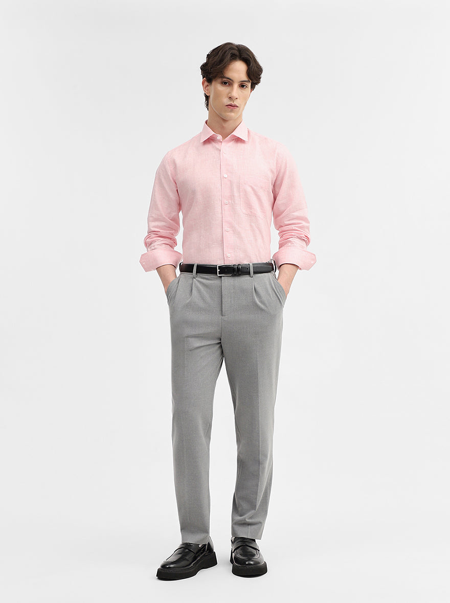 Pink Checked Slim Fit Formal Shirt | JadeBlue