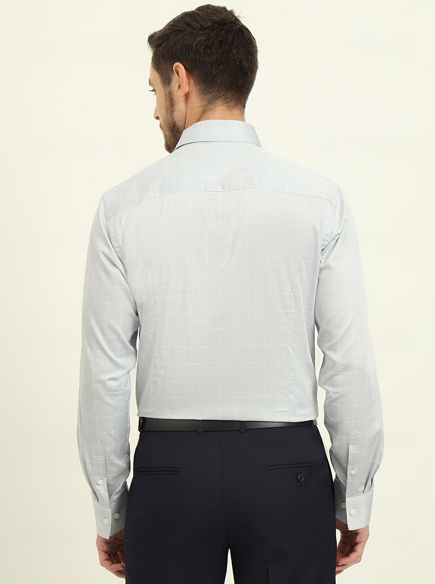 Grey Checked Slim Fit Formal Shirt | JadeBlue Youth