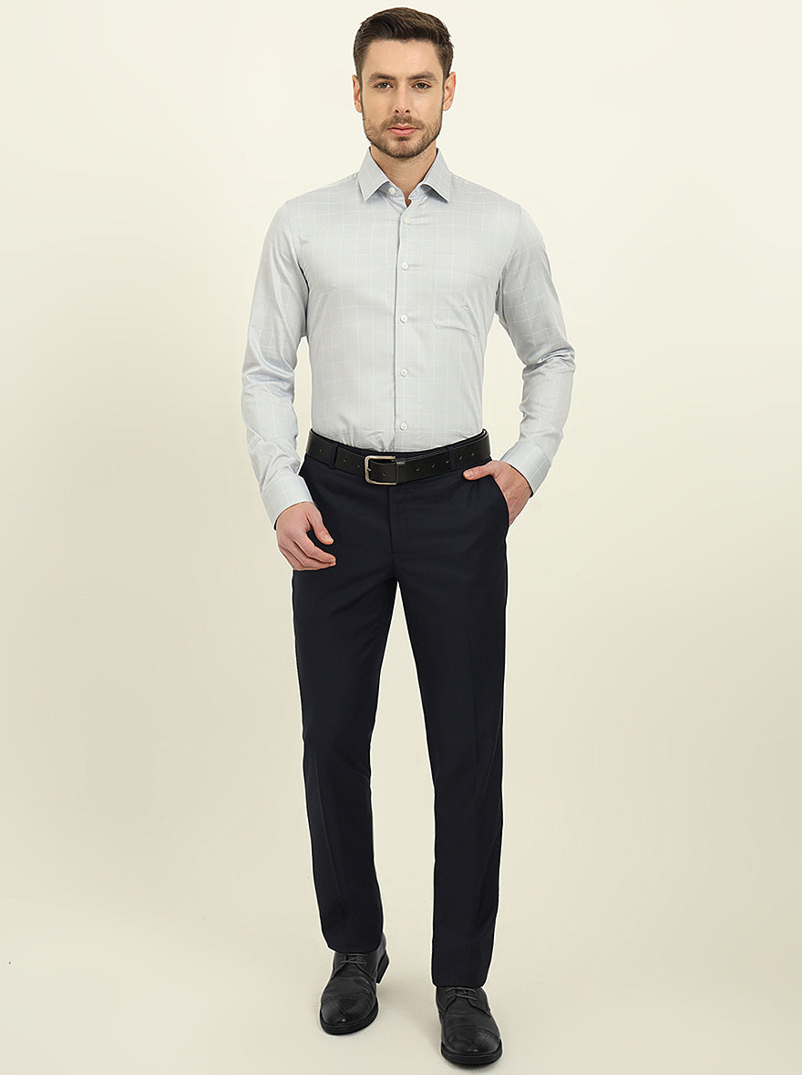 Grey Checked Slim Fit Formal Shirt | JadeBlue Youth