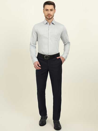 Grey Checked Slim Fit Formal Shirt | JadeBlue Youth