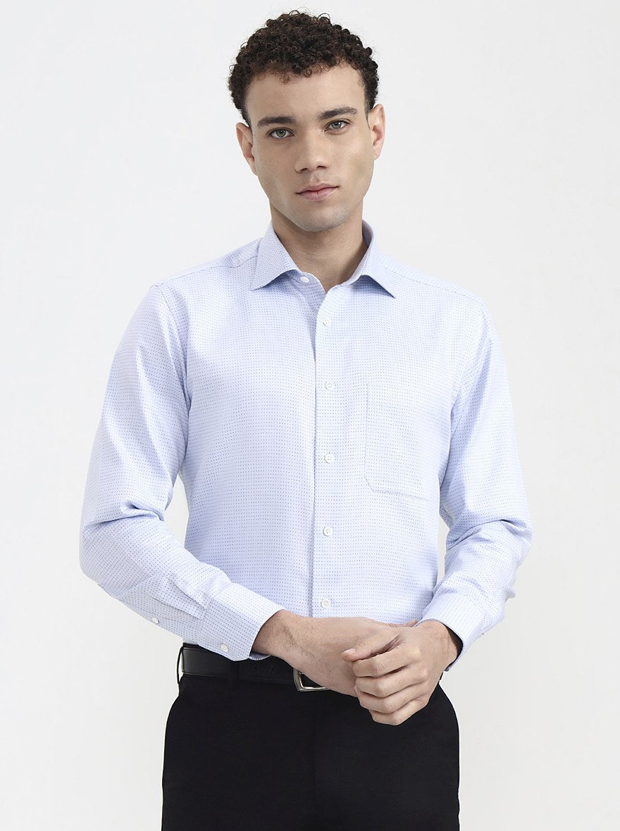 Light Blue Solid Slim Fit Formal Shirt | JadeBlue Super Luxe