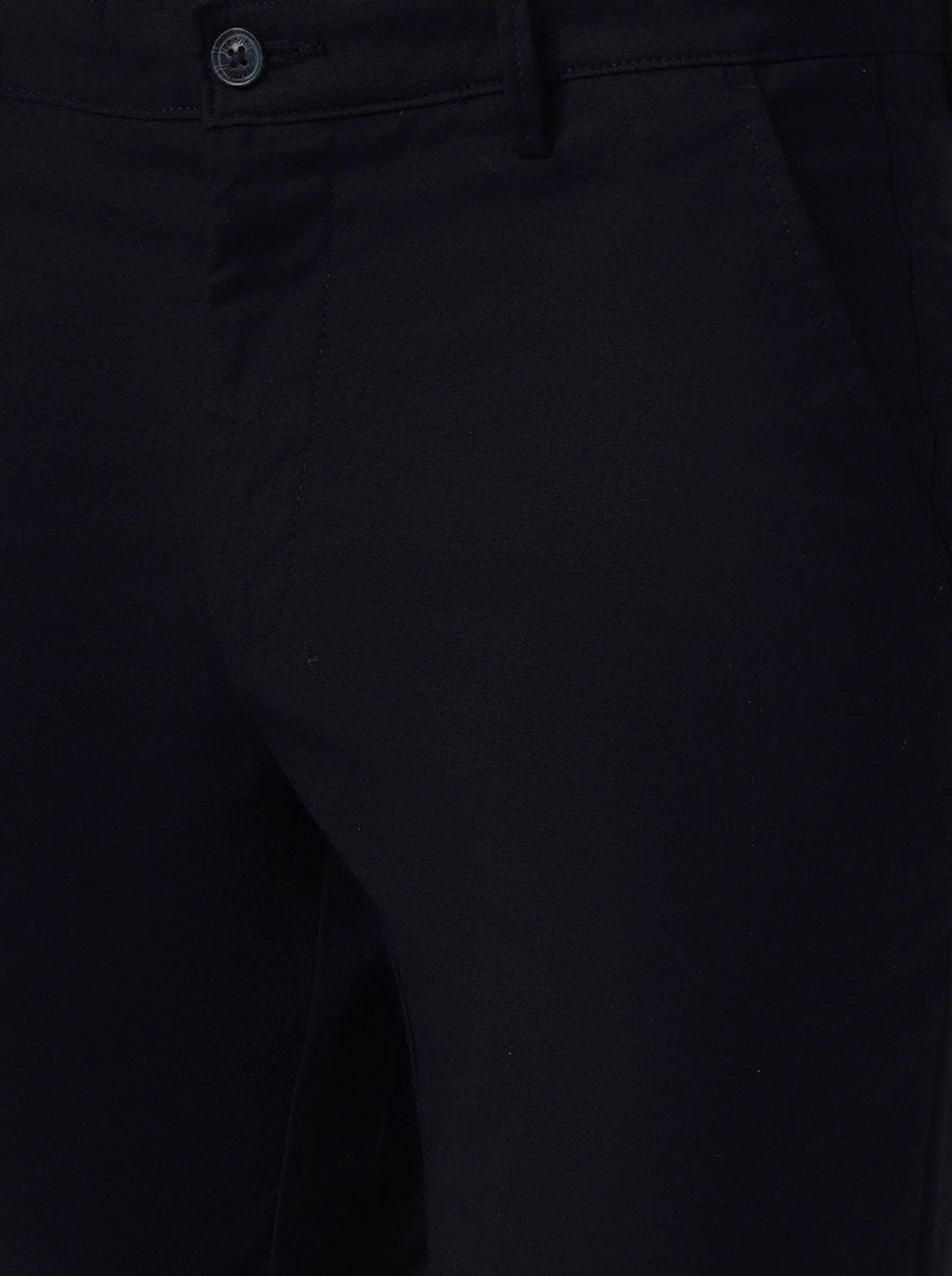 Navy Blue Solid Neo Fit Casual Trouser | Greenfibre
