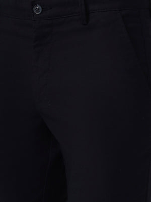 Navy Blue Solid Neo Fit Casual Trouser | Greenfibre