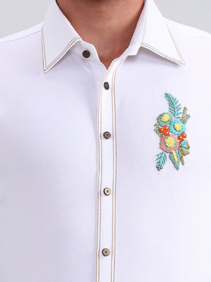 White Solid Slim Fit Party Wear Shirt | Wyre