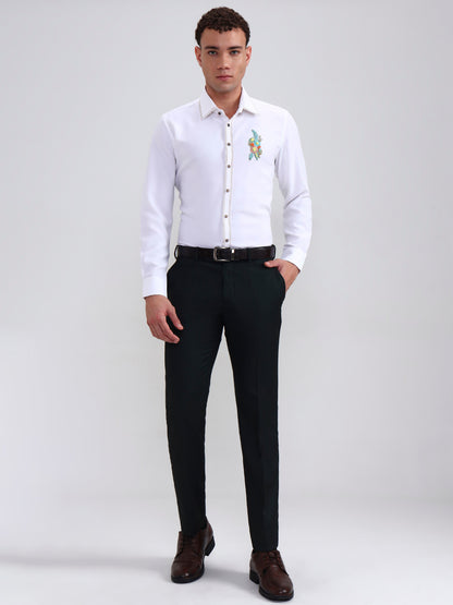 White Solid Slim Fit Party Wear Shirt | Wyre