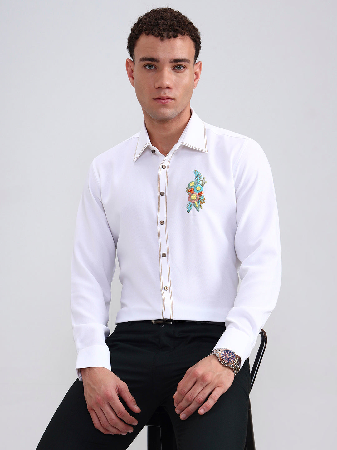 White Solid Slim Fit Party Wear Shirt | Wyre