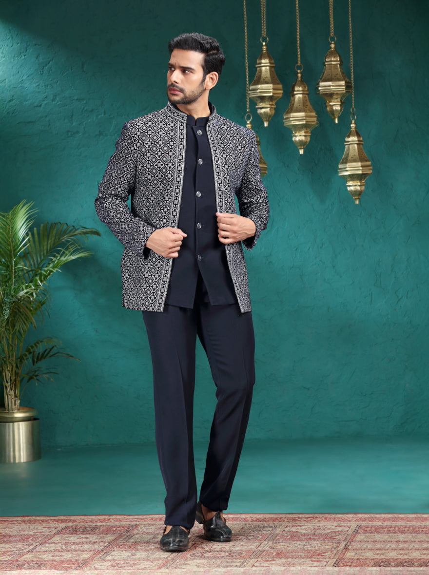 Blue Embroidered Jodhpuri Suit | TULA