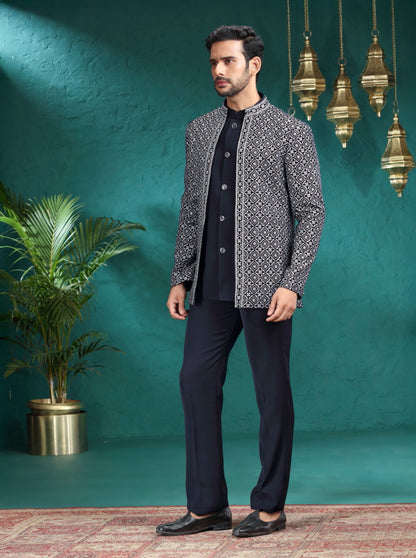 Blue Embroidered Jodhpuri Suit | TULA