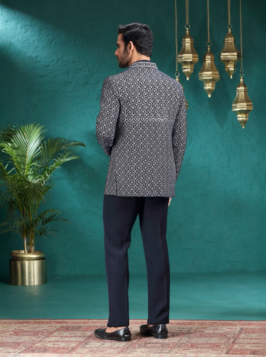 Blue Embroidered Jodhpuri Suit | TULA