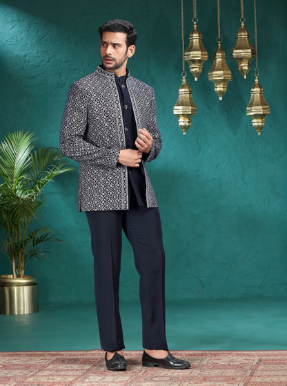 Blue Embroidered Jodhpuri Suit | TULA