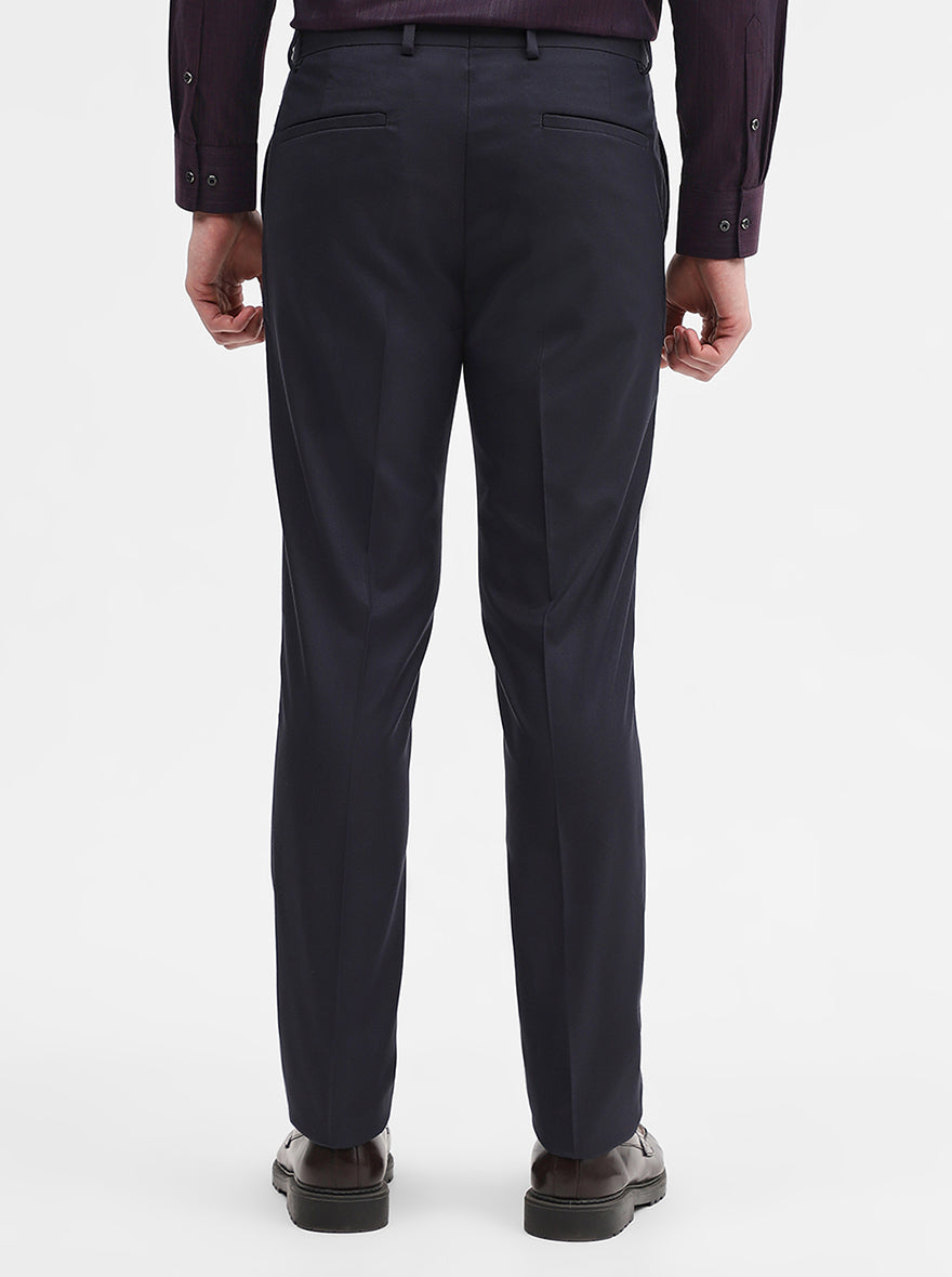 Navy Blue Solid Super Slim Fit Formal Trouser | Greenfibre