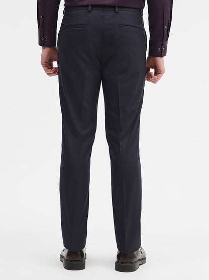 Navy Blue Solid Super Slim Fit Formal Trouser | Greenfibre