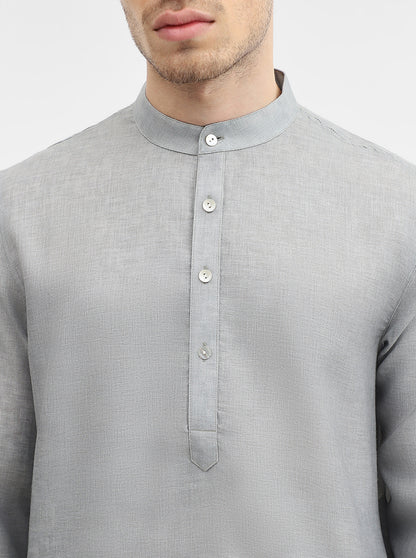 Cement Grey Solid Modi Kurta | JadeBlue
