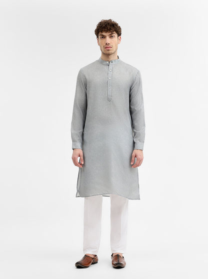 Cement Grey Solid Modi Kurta | JadeBlue