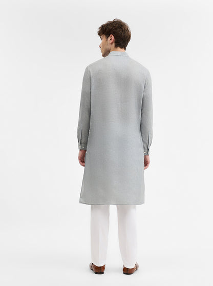 Cement Grey Solid Modi Kurta | JadeBlue