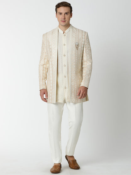 Fawn Embroidered Jodhpuri Suit | JadeBlue