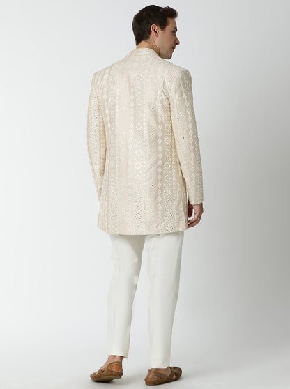 Fawn Embroidered Jodhpuri Suit | JadeBlue