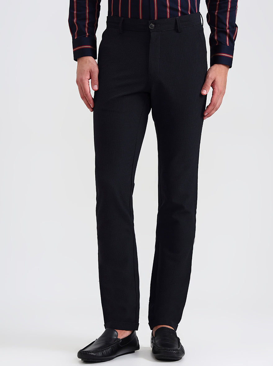 Black Checked Slim Fit Club Wear Trouser | Wyre